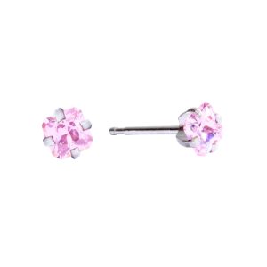 4x4mm Pink Cubic Zirconia Princess Cut Surgical Stainless Steel