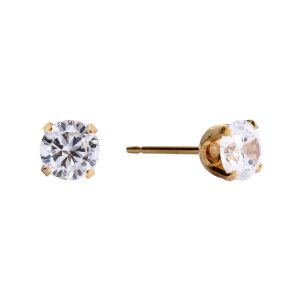 5mm Cubic Zirconia Gold Plated over Surgical Stainless Steel