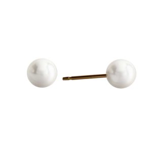 5mm White Pearl Gold Plated over Surgical Stainless Steel