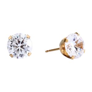 8mm Cubic Zirconia Gold Plated over Surgical Stainless Steel