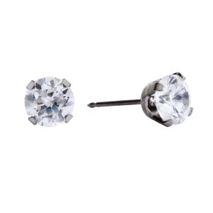 6mm Cubic Zirconia Surgical Stainless Steel