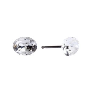 8x6mm Crystal Oval Surgical Stainless Steel