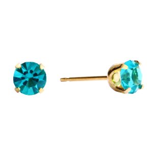 5mm December Blue Zircon Gold Plated over Surgical Stainless Steel