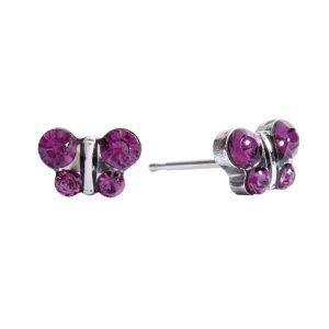 February Amethyst Butterfly Surgical Stainless Steel