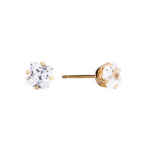 4x4mm Cubic Zirconia Princess Cut Gold Plated over Surgical Stainless Steel
