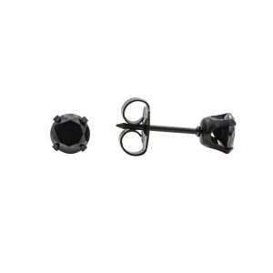 5mm Black Cubic Zirconia Tiffany Black Surgical Stainless Steel
