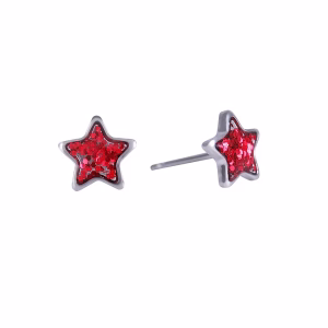 Red Glitter Star Surgical Stainless Steel