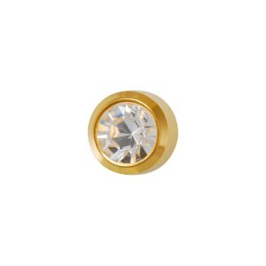 Mini April Crystal Bezel Gold Plated over Surgical Stainless Steel