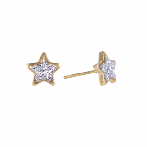 Clear Glitter Star Gold Plated over Surgical Stainless Steel