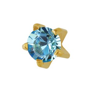 Large March Aquamarine Tiffany Gold Plated over Surgical Stainless Steel