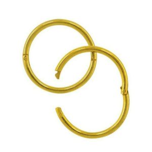 18GA 15mm Smooth Hinged Hoop .925 Sterling Silver Gold Plated