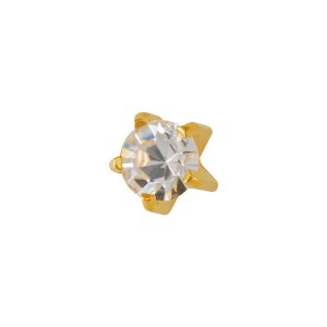 Mini April Crystal Tiffany Gold Plated over Surgical Stainless Steel