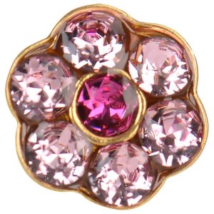 Super Maxxi Light Rose/Fuchsia Daisy Gold Plated over Surgical Stainless Steel