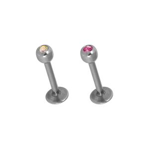 16G 5/16 Labret Rose / Crystal AB Surgical Stainless Steel