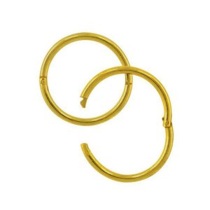 18GA 14mm Smooth Hinged Hoop .925 Sterling Silver Gold Plated
