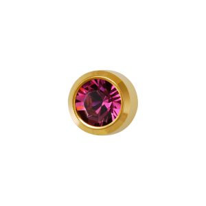 Mini February Amethyst Bezel Gold Plated over Surgical Stainless Steel