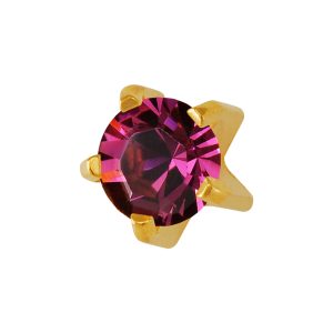 Large February Amethyst Tiffany Gold Plated over Surgical Stainless Steel