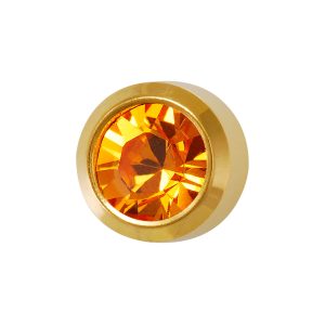 Large November Topaz Bezel Gold Plated over Surgical Stainless Steel