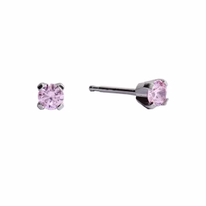 3mm Pink Cubic Zirconia Surgical Stainless Steel