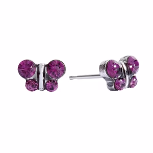 February Amethyst Butterfly Surgical Stainless Steel