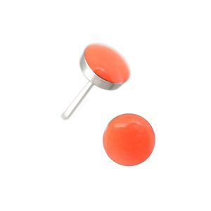 Large Hot Orange Neon Button Surgical Stainless Steel