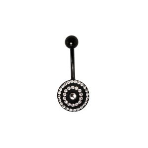 14G 10mm Navel Shape Multi-Crystal Night Line Swirl Surgical Stainless Steel