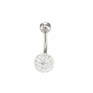 14G 10mm Navel Shape Crystal Multi-Stone Ball Surgical Stainless Steel