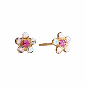 AB Crystal / October Rose Daisy Gold Plated over Surgical Stainless Steel