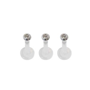 16G 5/16 Poly Pop-In Labret Crystal Surgical Stainless Steel