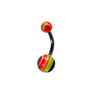 14G 10mm Navel Acrylic Rainbow Surgical Stainless Steel