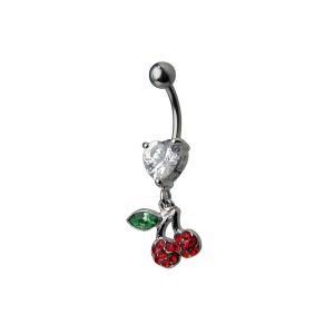 14G 10mm Navel Dangle Jewel - Multi-Stone Cherry Surgical Stainless Steel