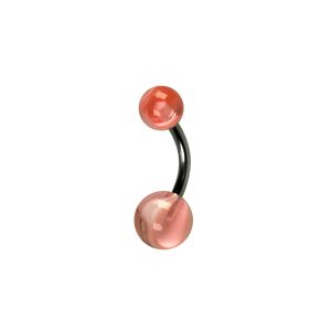 14G 10mm Navel Acrylic Pink Marble Surgical Stainless Steel