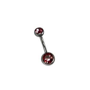 14G 10mm Navel Double Jewel Rose Surgical Stainless Steel