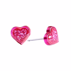 Full Pink Glitter Heart Surgical Stainless Steel